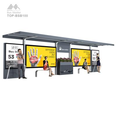 China Outdoor Shed Modern Urben Canopy Bus Stop Waiting Shelter With Announcement Board for sale