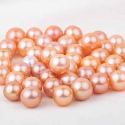 China Freshwater Pearl 9-12mm Cultured Orange Loose Freshwater Pearl Edison Pearl High Quality Round Shape for sale