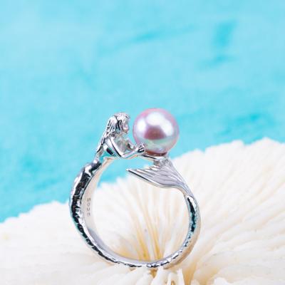 China sr070885 DIY 6-8mm FASHIONABLE Natural Freshwater Pearl Ring Accessory 925 Sterling Silver Ring Engagement Jewelry Ring For Women for sale