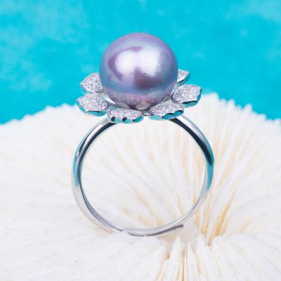 China r040790 DIY 9-11mm FASHIONABLE Natural Freshwater Pearl Ring Accessory 925 Sterling Silver Engagement Jewelry Adjustable Size Ring For Women for sale