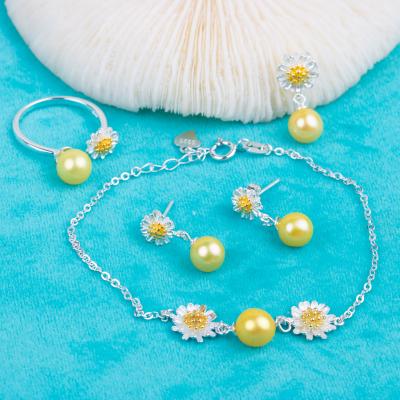 China S030054 DIY 7-8mm TRENDY natural freshwater pearl jewelry set 925 sterling silver engagement jewelry necklace for women for sale