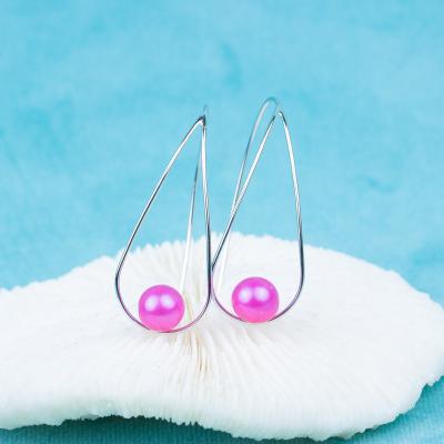 China E030616 S925 Fashionable DIY 7-8mm Pearl Earring 925 Sterling Silver Natural Freshwater Pearl Earring Hook For Women for sale