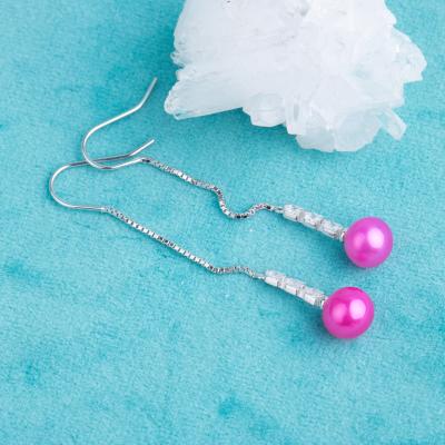 China E020574 S925 Fashionable DIY 7-8mm Pearl Earring 925 Sterling Silver Natural Freshwater Pearl Earring Hook For Women for sale