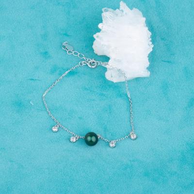 China b010128 DIY 7-8mm Trendy Natural Freshwater Pearl Bracelet Accessory 925 Sterling Silver Adjustable Chain Bracelet For Women for sale