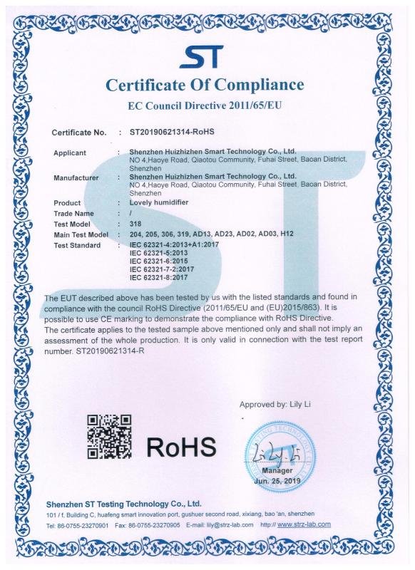 RoHS - Shenzhen Huizhizhen Smart Technology Co., Ltd.