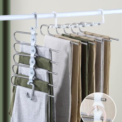 China Durable Multifunctional Plastic Trouser Pants Stainless Steel Pants Hangers Soft Hangers for sale