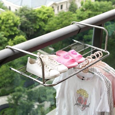 China Modern Foldable Balcony Window Sill Stainless Steel Hanger Clothes Drying Rack Hanger Adjust for sale