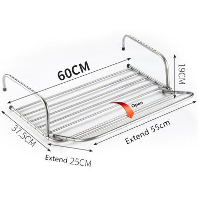 China 60cm Modern Foldable Stainless Steel Window Sill Extend Hanger Outdoor Covering Clothes Drying Rack Holding for sale