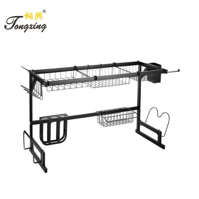 China Sustainable Kitchen Sink Rack Stainless Steel White Above Sink Dish Drainer Rack for sale