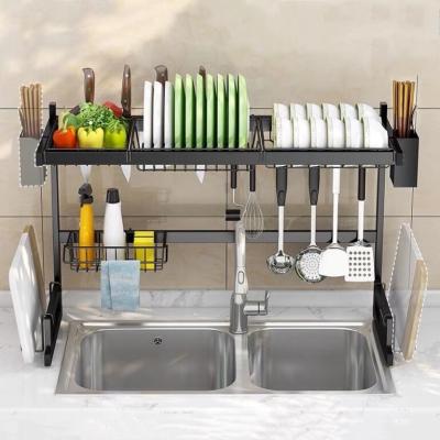 China Sustainable Kitchen Rack Kitchen Shelf Household Products Dish Drying Rack Kitchen Stainless Steel Dish Bowl Cups Administer Storage Spoon Sink for sale