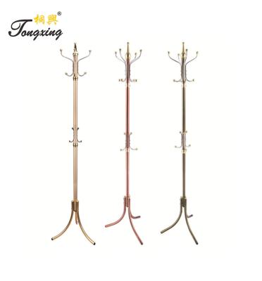 China Living room\bedroom\hotel\dormitories best selling stainless steel gold bronze standing coat rack for sale