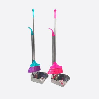 China Stainless Steel Broom Dustpan Set Home Function Dustpan With Handle for sale