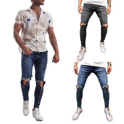 China Wholesale Designers Breathable Stretch Slim Fit Skinny Denim Pants Men's Ripped Jeans for sale