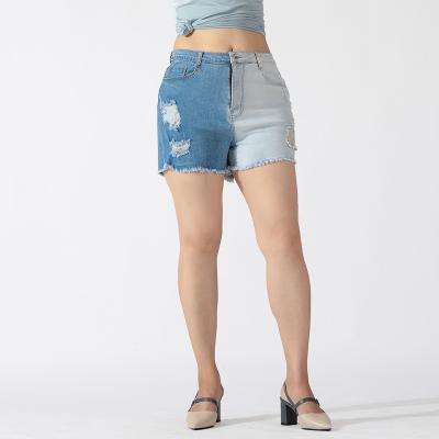 China Breathable Wholesale Ladies Summer Quilting Color Ripped Washed Denim Womens Jeans Shorts for sale