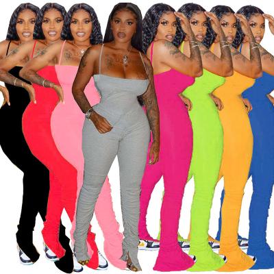 China Solid Color 2021 Wholesale Ladies Breathable Off The Shoulder Sexy Skinny Overalls 2021 For Women Clothing for sale