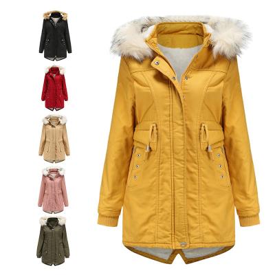 China Wholesale Winter Warm Warm Jackets Ladies Anti-wrinkle Sale Detachable Hat With Fur Collar Hood Cotton Coats For Women Clothing for sale