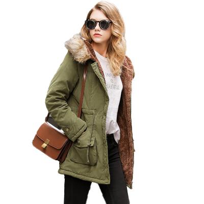 China Wholesale Anti-wrinkle Ladies Winter Coat With Fur Collar Multi Pocket Cotton DM Long Jacket For Women Clothing for sale