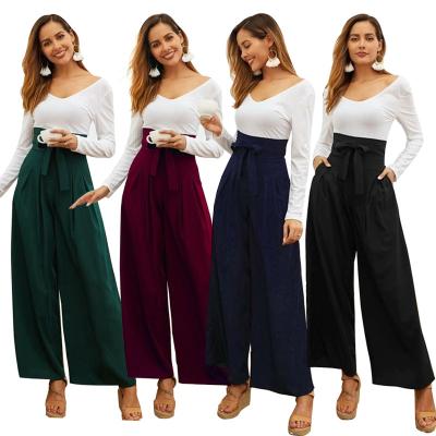 China Lady Fashion Solid Color Anti-pilling Leg All-match Formal Wide Leg Pants Office Wholesale Trousers For Women for sale