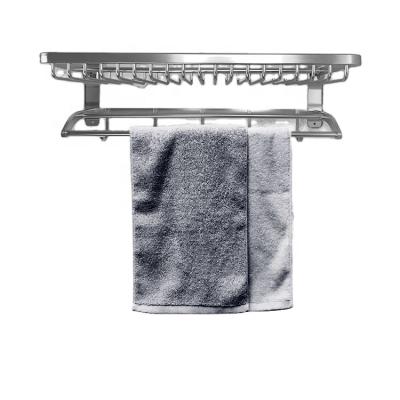 China New Arrival 60CM Rustproof Space Bathroom Bath Towel Rack Aluminum Wall Mounted Towel Shelf Rack With Double Rail for sale