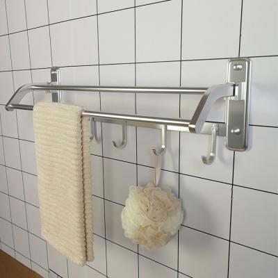 China Durable Wall Mounted Foldable Towel Rack Aluminum Alloy Bathroom Hanging Rail for sale