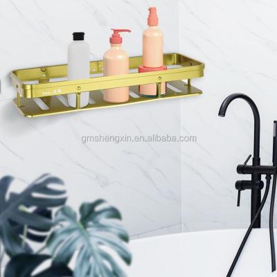 China Best Price Modern High Quality Aluminum Rectangle Single Layer Wall Mounted Storage Basket For Bathroom for sale