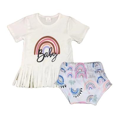 China Anti-wrinkle girls summer rainbows tassels shorts 2PC panties Outfit.Sizes 12/18M, 2T, 3T, 4T, 5/6T, 7/8T to 14/16T for sale