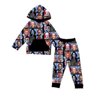 China boutique kids clothing winter /fall costume boys and girls cartoon hoodie outfits kids customized parride sport set for sale