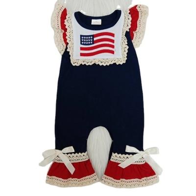 China Summer One-Piece Unisex Newborn Clothes Infant Short Sleeve Infant Baby Boy Overalls Independence Day Anti-Wrinkle Baby Clothing for sale