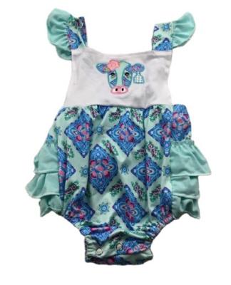 China 2022 Anti-Wrinkle Newborn Infant Baby Summer Clothing Floral Romper Sleeveless Ruffled Overalls for sale