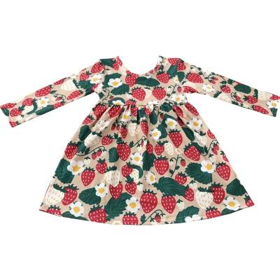 China Latest Milk Silk New Arrival Design Children Prepare Strawberry Printing Cute Dress Baby Girl Dress Child Girl Drop Casual Clothes for sale