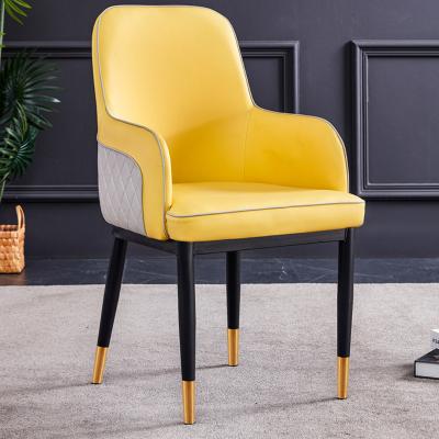 China Luxury Modern Dining Chair Modern Gold Leg PU Leather Upholstered Modern Gold Dining Room Metal Square Metal Chair for sale