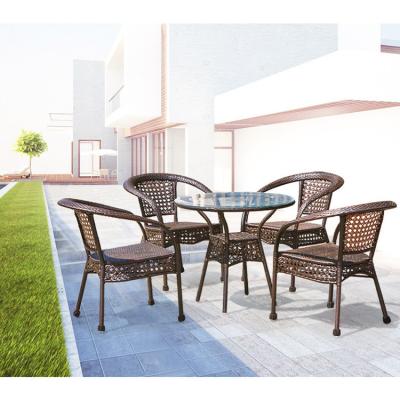 China Modern Garden Dining Set Plastic Steel Garden Chair Set Outdoor Garden Table Furniture for sale