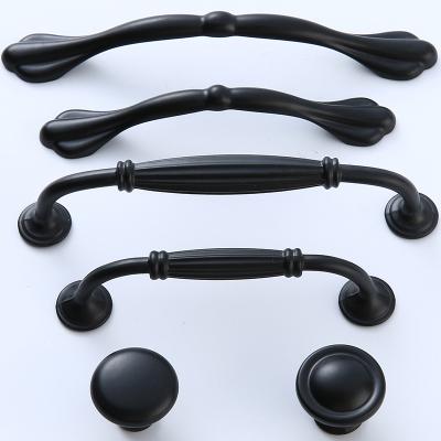 China Modern Simplicity Matte Black Aluminum Alloy Pull Handle For Furniture Sideboards Door Drawer for sale