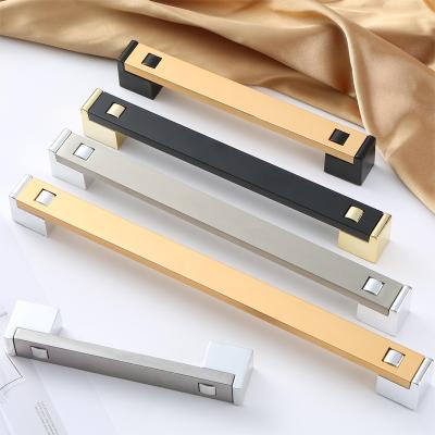 China European and American hardware handle aluminum alloy style cabinet drawer handle luxury gorgeous square brushed nickel sideboard handle for sale