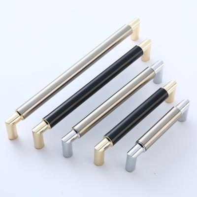 China Modern Zinc Alloy Black Gold Handle Buffet Drawer Hardware Handle Stainless Steel Strip Furniture Black Door Handle Long for sale