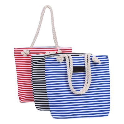 China Handled Designs Custom LOGO Wholesale Cotton Canvas Tote Bag Canvas Tote Bag Eco-friendly Striped Shopping Custom Logo for sale