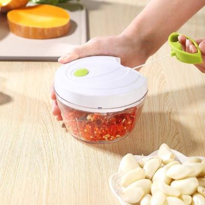 China Sustainable Plastic Manual Pull Kitchen Mini Food Chopper Cutter Garlic Press Vegetable Vegetable Chopper Cleaver for sale