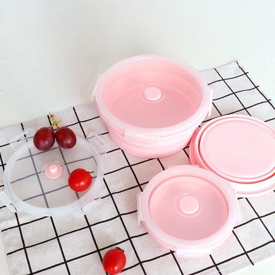 China Bento Microwavable Outdoor Silicone Storage Container Folding Food Bowl Microwavable Portable Picnic Camping for sale