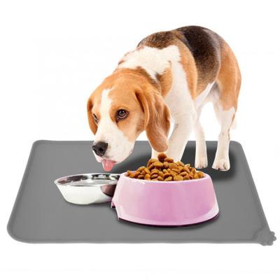 China Travel Grade Pet Mat Easy Clean Food Mat Drinking Water Bowl Pad Dog Waterproof Non-Slip Silicone Pet Feeding Mat for sale