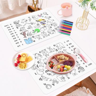 China Viable Custom Reusable Silicone Drawing Mat Baby Toddler Placemat Table Mat For Dining Busy Baby Doodle Magic Mat for sale