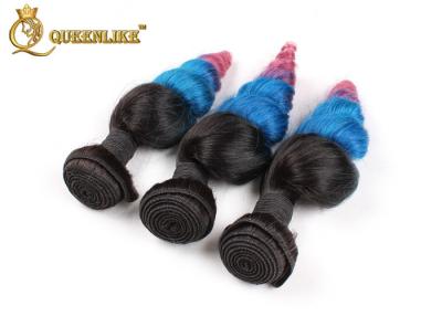 China Multi Colored Blue 16 Inch Indian Human Hair Weave Loose Wave Human Hair for sale