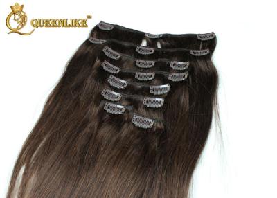 China Silky Straight Remy Dark Brown Hair Extensions Clip In Human Hair for sale