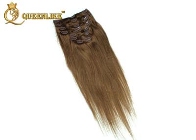 China Brown #8 Clip In Hair Extension Peruvian Human Hair For Beauty Works for sale