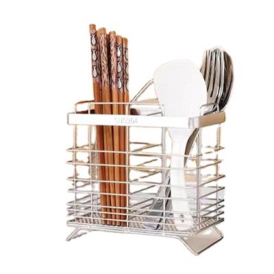 China Viable Metal Kitchen Utensil Chopstick Holder Rack Drain Basket Chopsticks Storage for sale