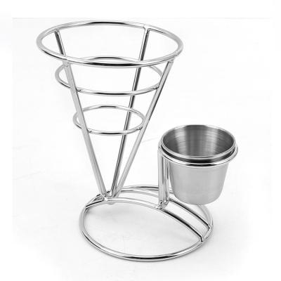 China Viable Stainless Steel Snack Basket Fried Chicken Snack Food Snack Basket Fried Western Potato Chips Rack Fry Basket for sale