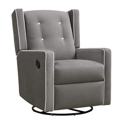 China Contemporary Comfort Swivel Fabric Swivel Cotton Glider Extended Nursing Chair Push Back Massage Recliner for sale