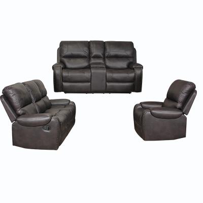 China Reclining Leather Recliner Sofa Set Living Room Furniture 3+2+1 Seater Manual Air Loveseat Motion Reclinable for sale