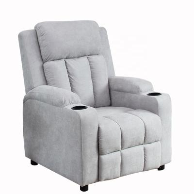 China Living Room Furniture Back Push Recliner Modern Cotton Fabric Push Back Recliner Manual Chair With Cup Holders for sale