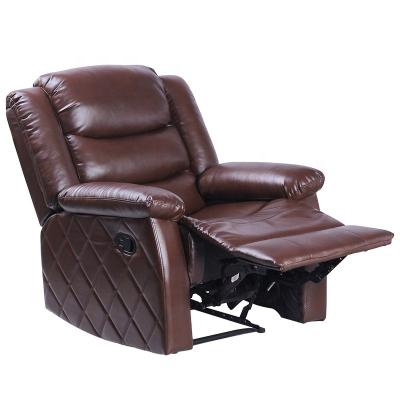 China Diamond Lattice Design Brown PU Leather Recliner Functional Manual Chair for sale