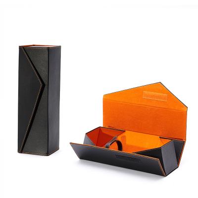 China Custom Recycled Packaging Materials Luxury Wine Gift PU Leather Wine Packaging Box for sale